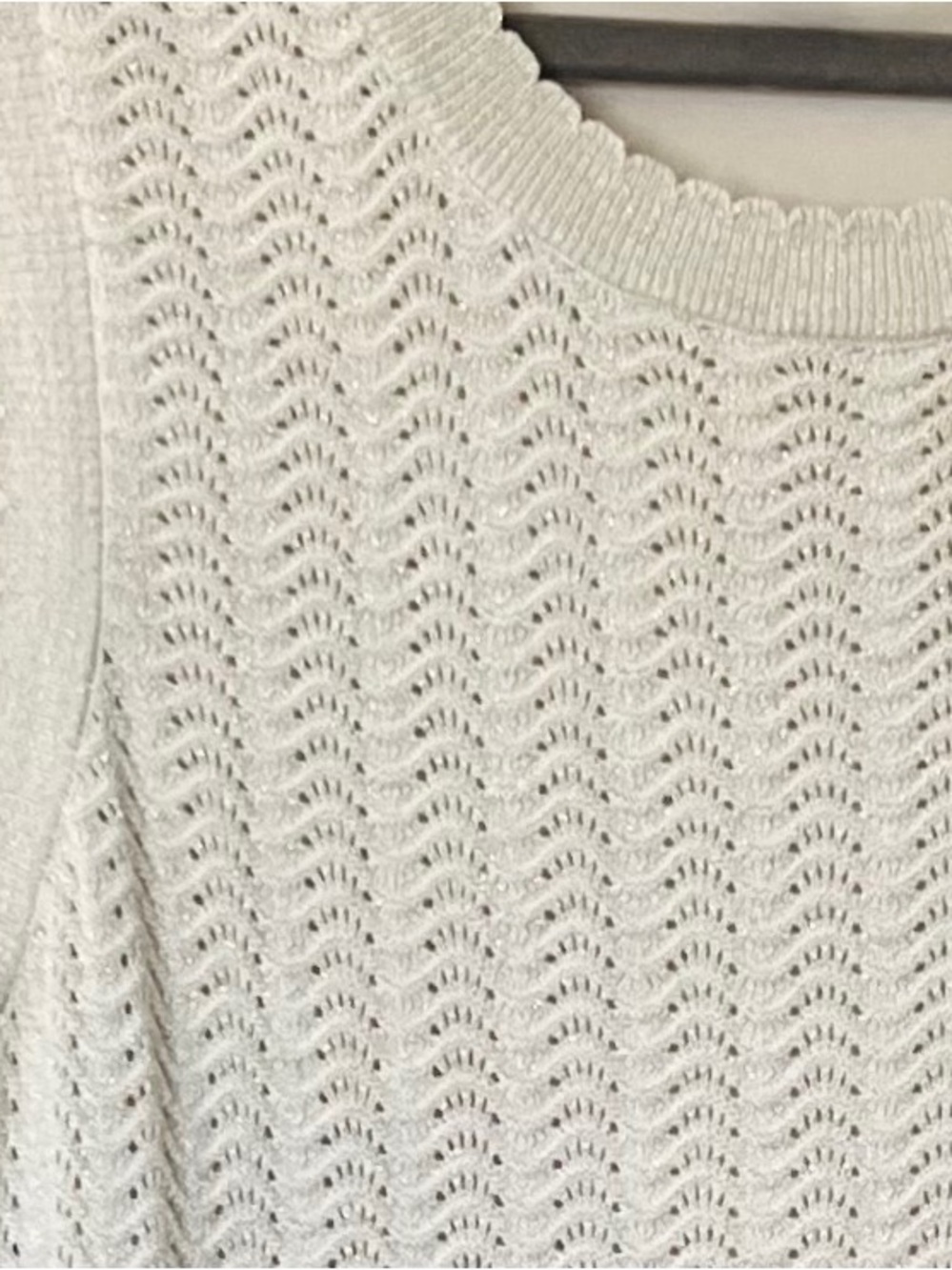 VTG 90’s White Cream Gold Woven Bodycon Knit Sleeveless Summer Maxi Dress Size L - Picture 8 of 8